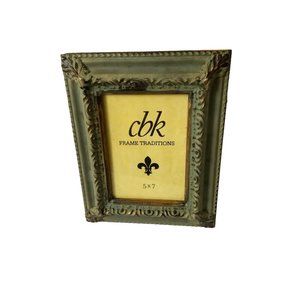 cbk 8 1/4" x 10 1/4" Picture Frame Fits 5x7" Picture Green/Gold Distressed Look
